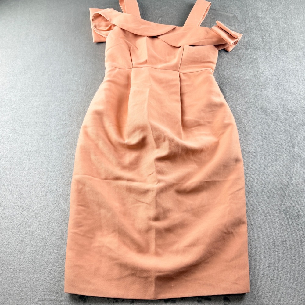 ASOS Women's US 2 Maternity Bardot Cold Shoulder Midi Pencil Dress Peach NWT